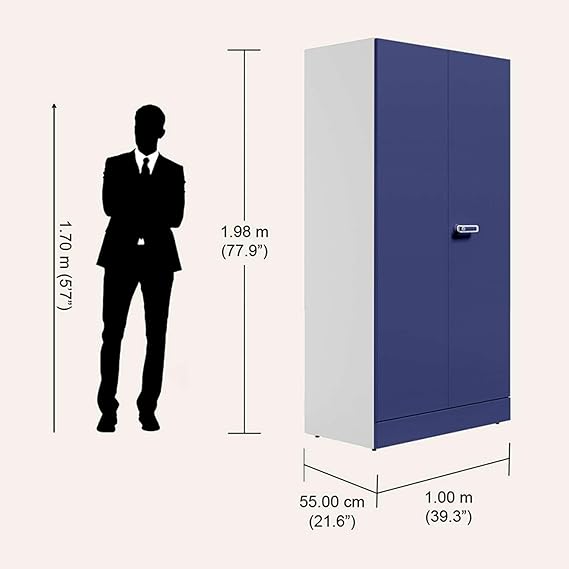 Godrej Interio Auraline Men Basic 2-Door Steel Almirah , 1-Year Warranty, 3 Shelves, 1 Drawer