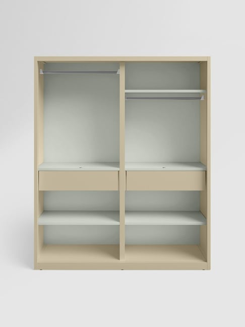 Godrej Interio Slide N Store Pro Plus 2-Door Steel Wardrobe (Textured Oatmeal), 1-Year Warranty, 2 Drawer