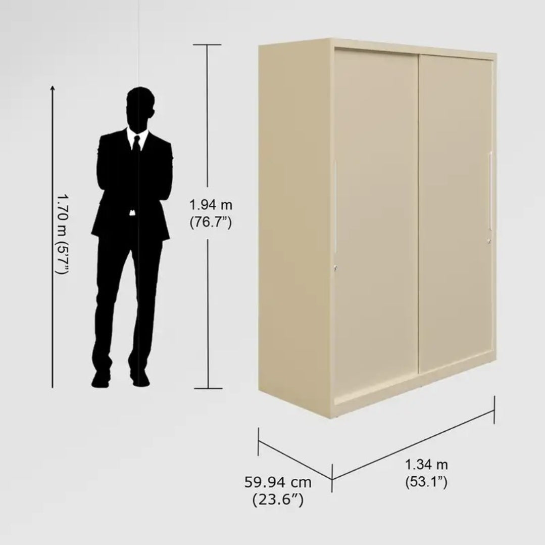 Godrej Interio Slide N Store Pro Plus 2-Door Steel Wardrobe (Textured Oatmeal), 1-Year Warranty, 2 Drawer