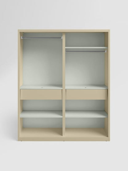 Godrej Interio Slide N Store Pro Plus 2-Door Steel Wardrobe (Textured Oatmeal), 1-Year Warranty, 2 Drawer