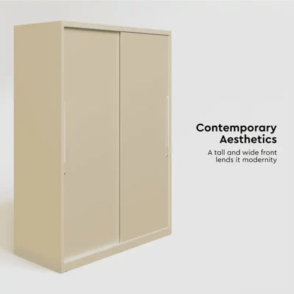 Godrej Interio Slide N Store Pro Plus 2-Door Steel Wardrobe (Textured Oatmeal), 1-Year Warranty, 2 Drawer