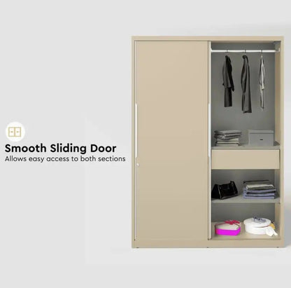 Godrej Interio Slide N Store Pro Plus 2-Door Steel Wardrobe (Textured Oatmeal), 1-Year Warranty, 2 Drawer