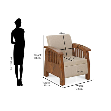 Nilkamal Aspire 1 Seater Plastic Sofa (Walnut)