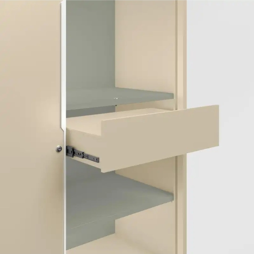 Godrej Interio Slide N Store Pro Plus 2-Door Steel Wardrobe (Textured Oatmeal), 1-Year Warranty, 2 Drawer