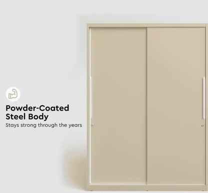 Godrej Interio Slide N Store Pro Plus 2-Door Steel Wardrobe (Textured Oatmeal), 1-Year Warranty, 2 Drawer
